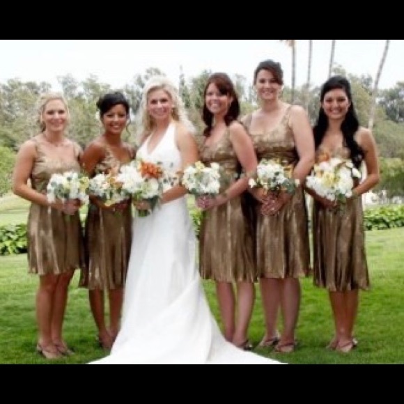 Gold Tank Style Dress with Subtle Floral Print - Picture 2 of 2